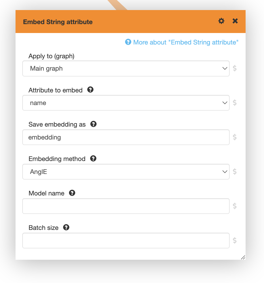 Screenshot of the "Embed String attribute" box